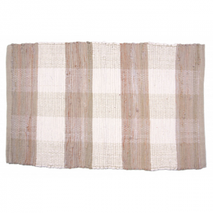 Beige Check Chindi Cotton Rug