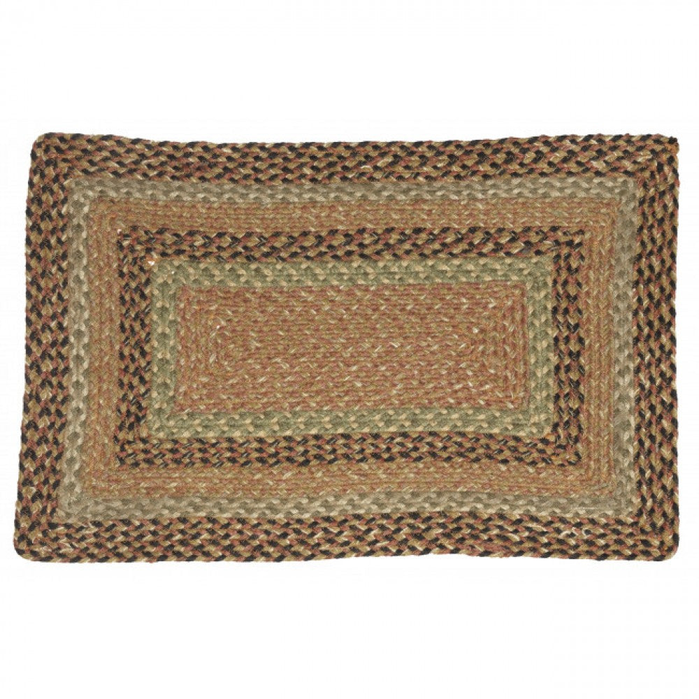 20x30" Browns And Green Braided Rectangular Rug