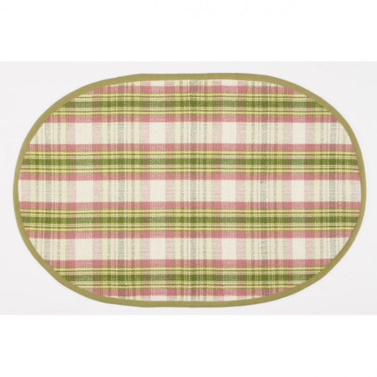 Summer Blush Check Pattern Oval Rug