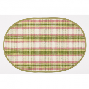 Summer Blush Check Pattern Oval Rug