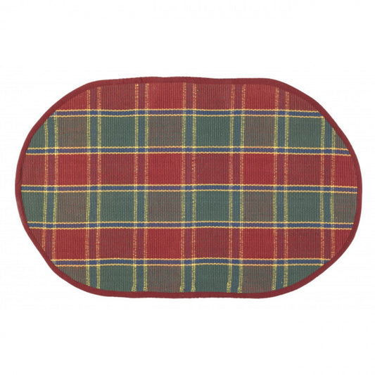 Festive Jewel Tones Check Pattern Oval Rug
