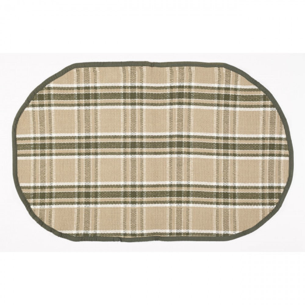 Tulsi Check Pattern Oval Rug