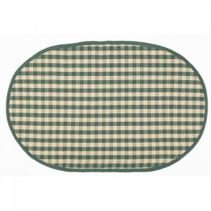 Green Check Oval Rug