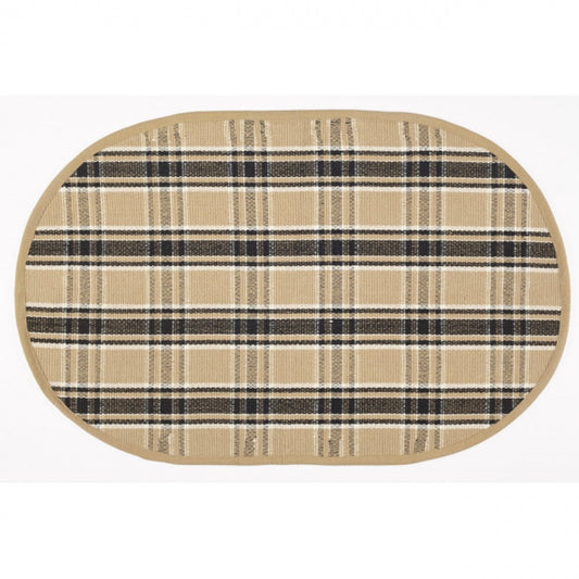 Black Haze Check Pattern Oval Check Pattern Rug