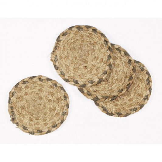 Set Of 4 Braided Round Jute Coasters
