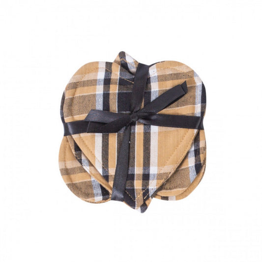 Set Of 4 Black Haze Check Pattern Heart Shaped Coasters