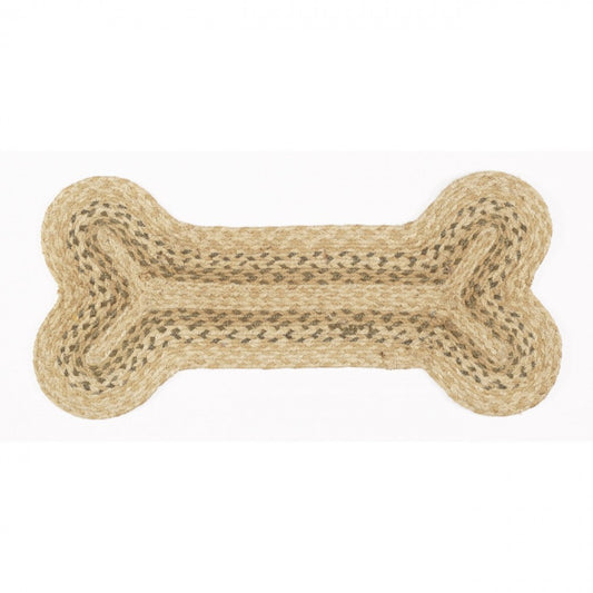 Beige Braided Dog Bone Shape Mat