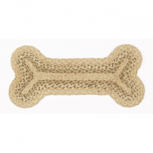 Beige Braided Dog Bone Shape Mat