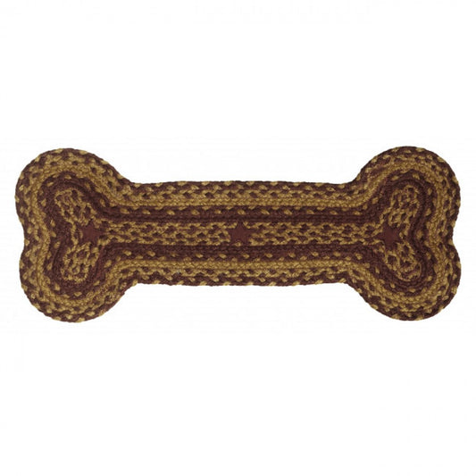 Braided With Burgundy Stars Dog Bone Shaped Mat