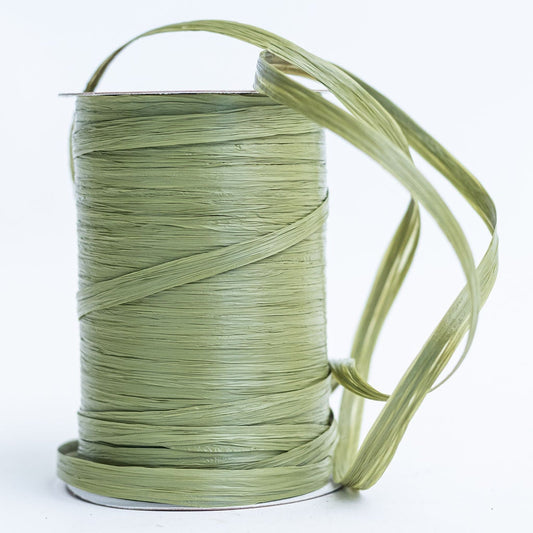100Yds Wraphia Matte Olive Green Ribbon