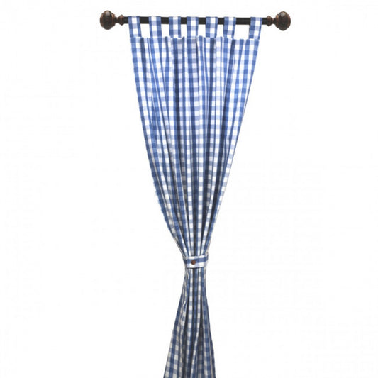 Toro Blue Check Pattern Tab Panel Curtain