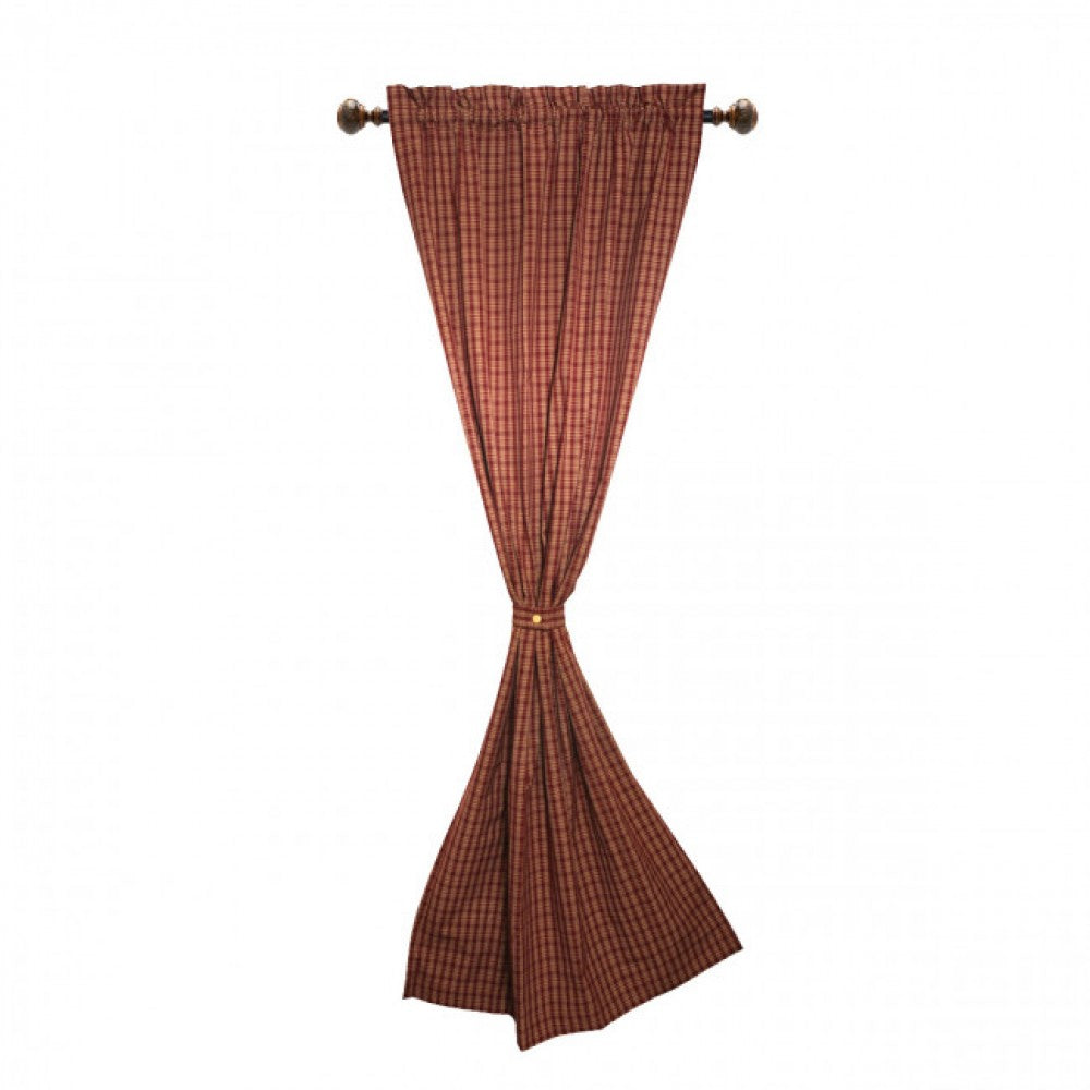 Paprika Check Pattern Rod Pocket Curtain