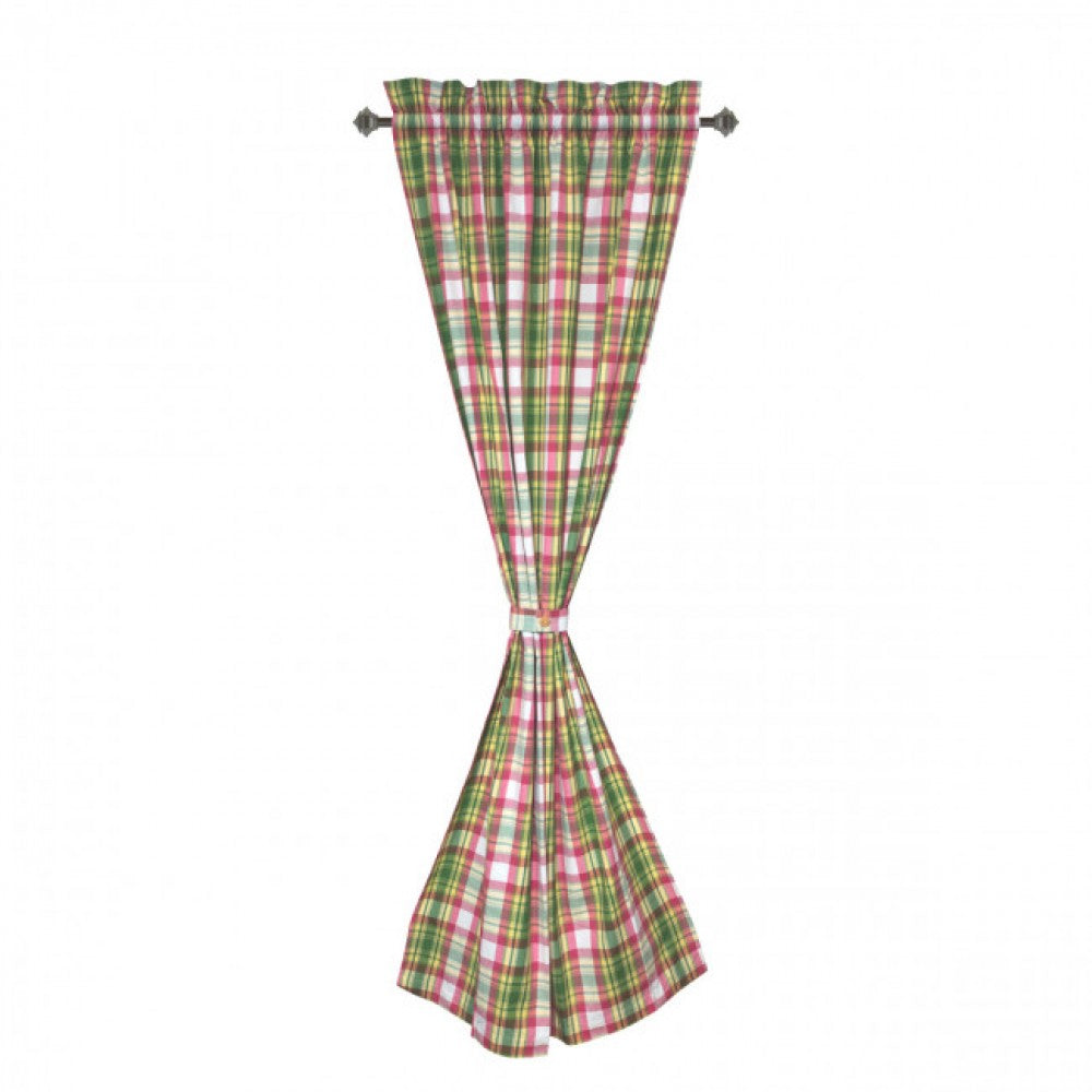 Summer Blush Check Pattern Rod Pocket Curtain