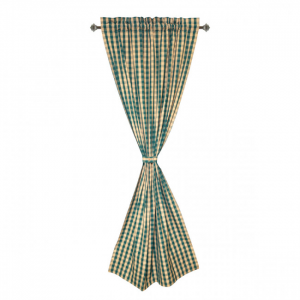 Green Check Pattern Rod Pocket Curtain