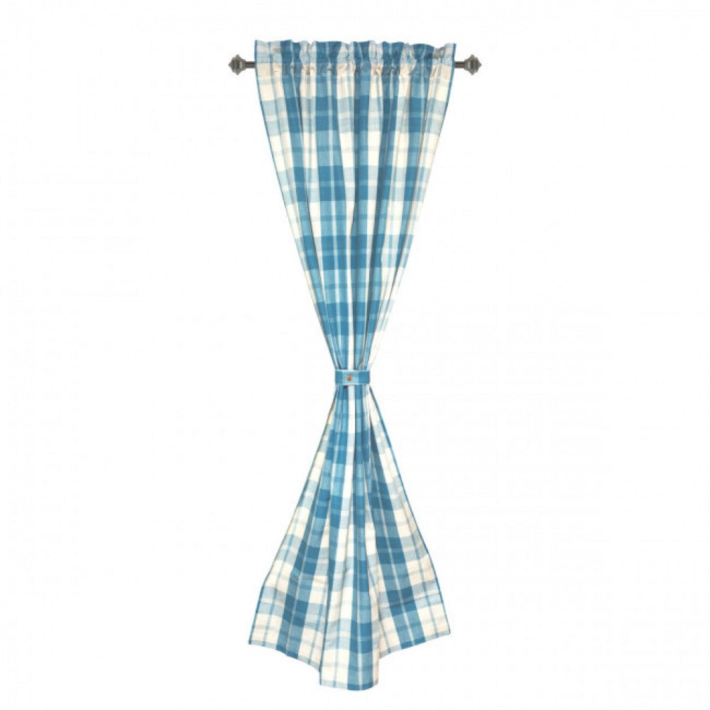 Meridian Check Pattern Rod Pocket Curtain