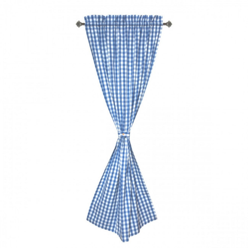 Toro Blue Check Pattern Rod Pocket Curtain