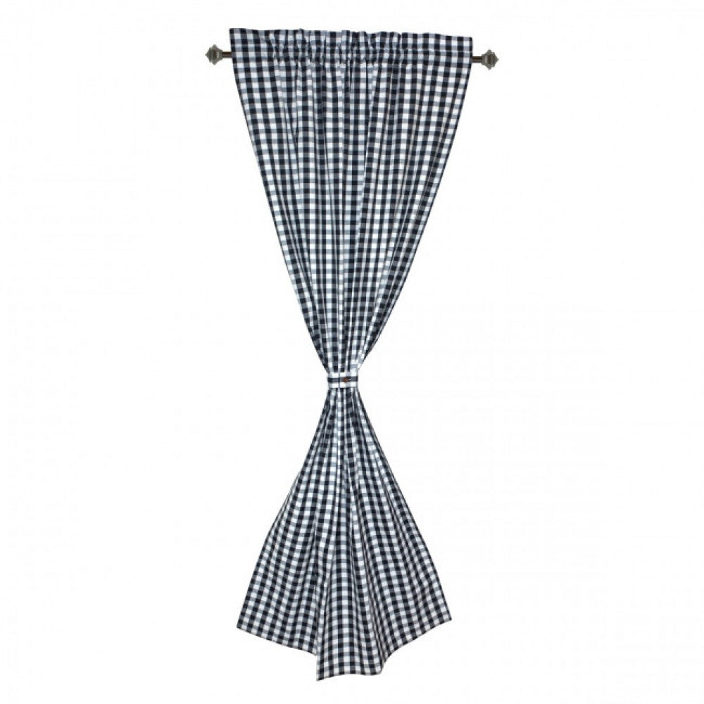 Toro Black Check Pattern Rod Pocket Curtain