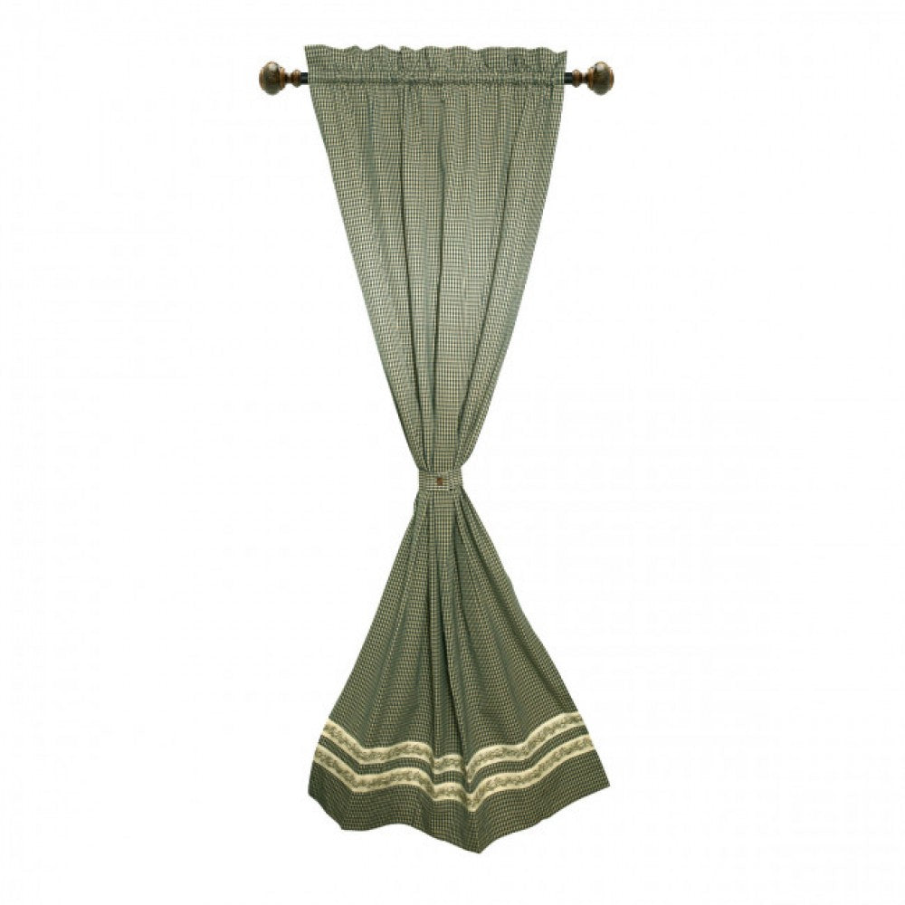 Green Check With Berryvine Trim Rod Pocket Curtain