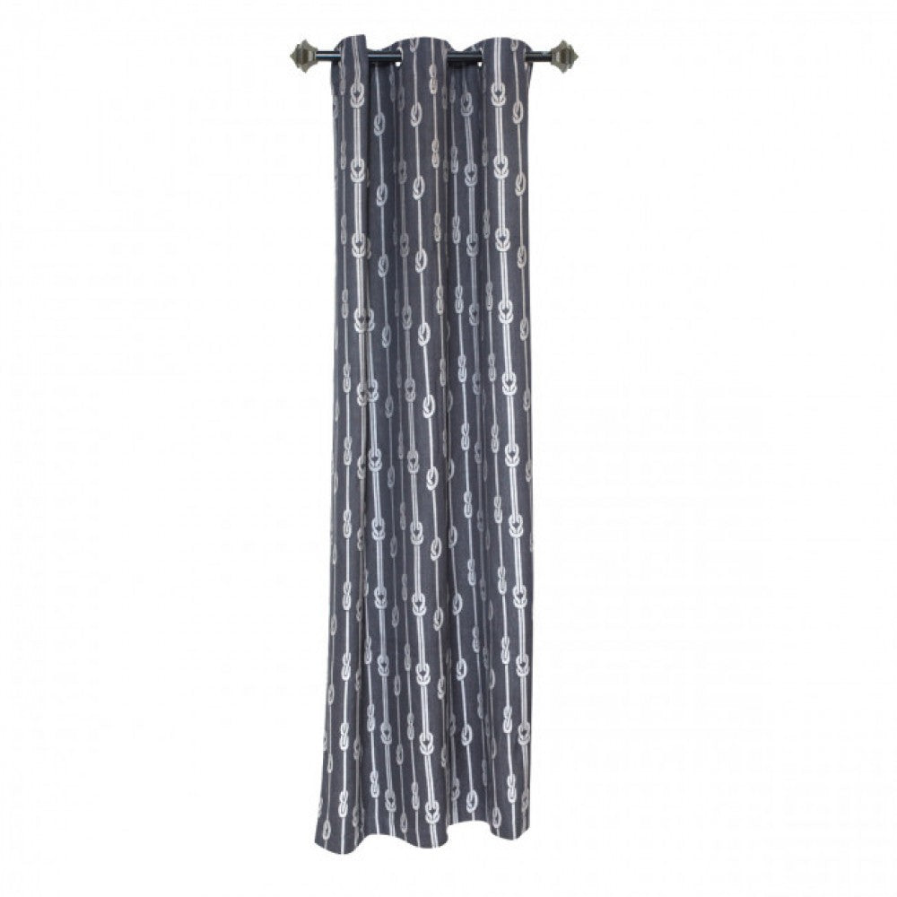 Black & White Rope Design With 6 Grommets Curtain