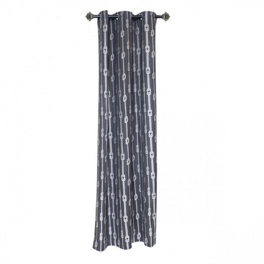 Black & White Rope Design With 6 Grommets Curtain