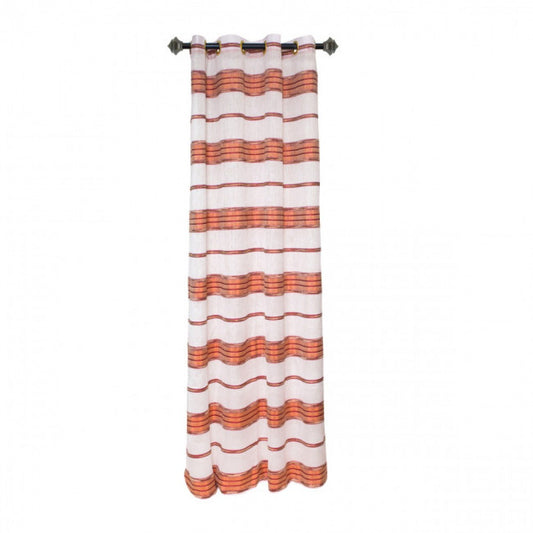 White;Orange & Gold Stripe With 8 Grommets Curtain