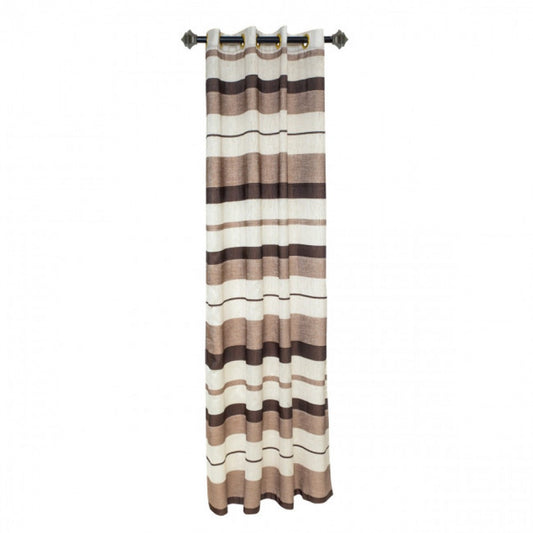 White;Brown & Mocha Stripe With 8 Grommets Curtain