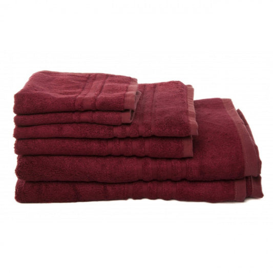 Set Of 6 Bamboo And Cotton Blend Burgundy Towels