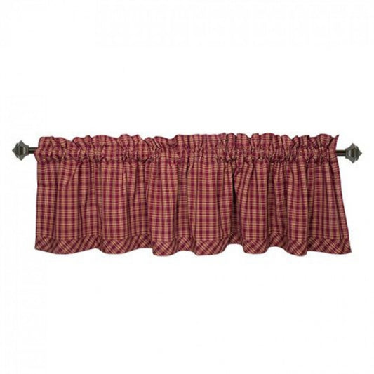 Paprika Check Pattern Rod Window Topper