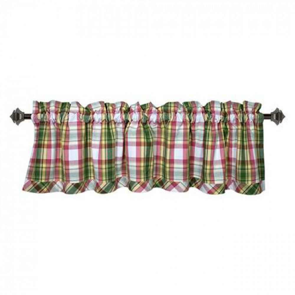 Summer Blush Check Pattern Rod Window Topper