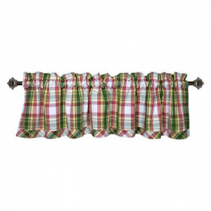 Summer Blush Check Pattern Rod Window Topper