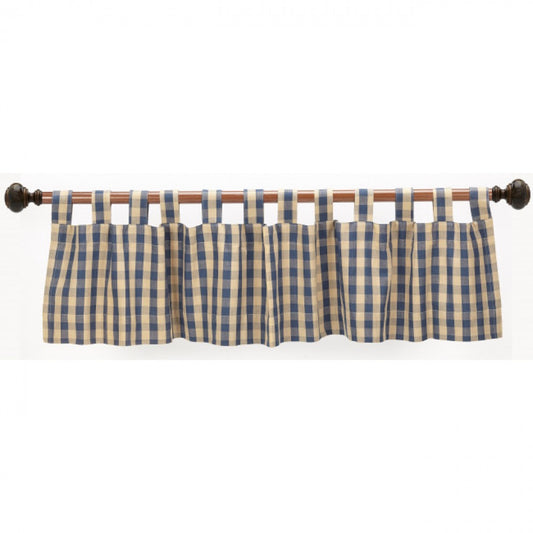 Navy Check Tab Window Topper