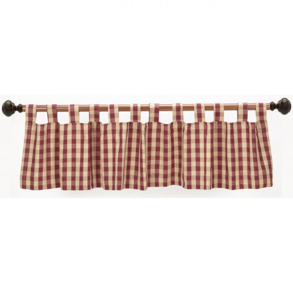 Burgundy Check Tab Window Topper