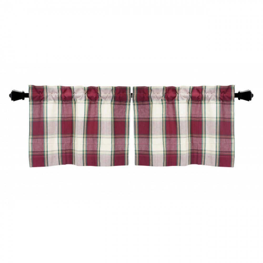 24x72" Window Tier Sherwood Burgundy Check Pattern Window Topper