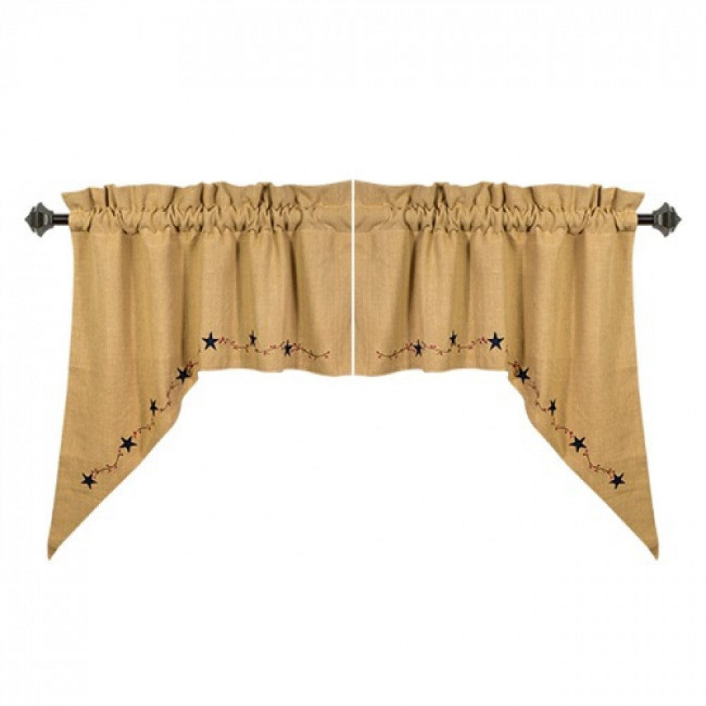 Berry Burlap With Star Swag Set