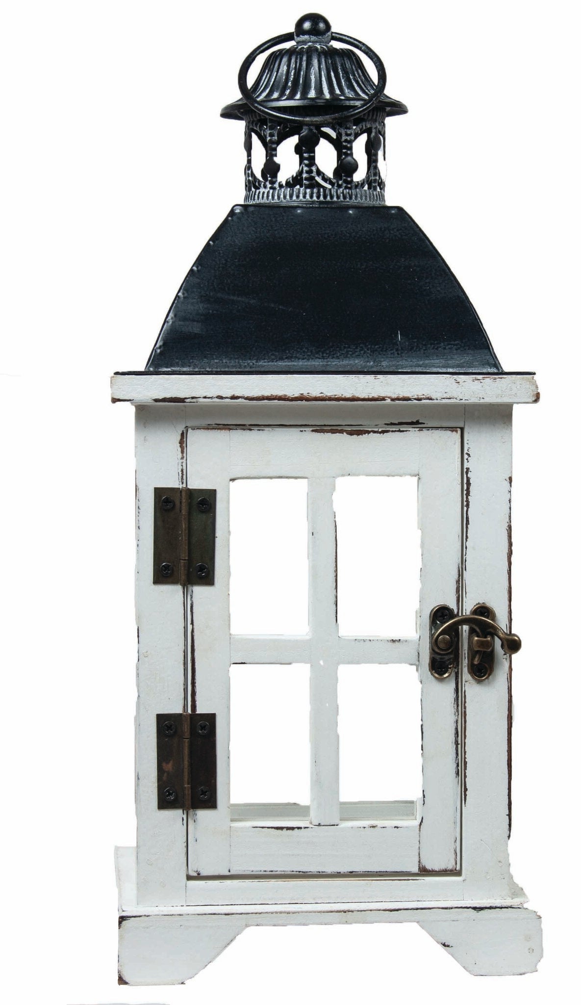 Antique White With Black Lid Decorative Lantern