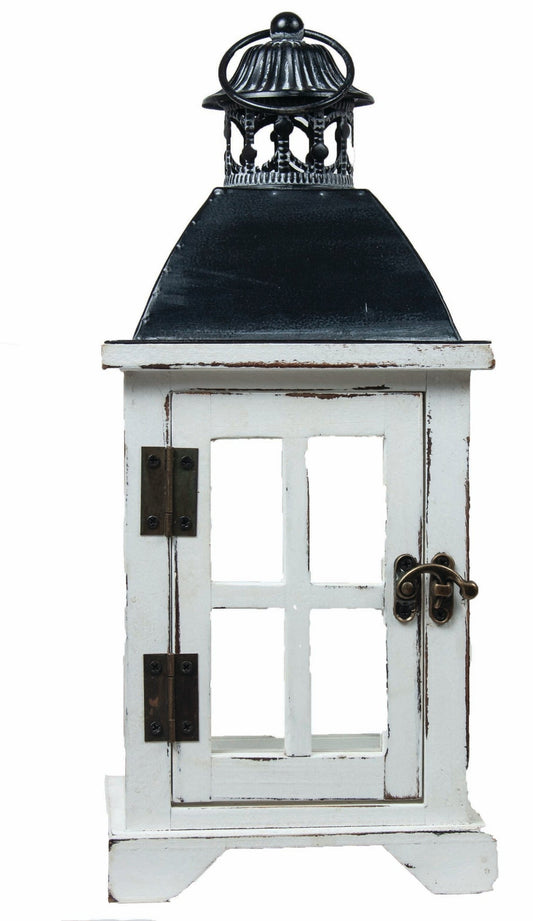 Antique White With Black Lid Decorative Lantern