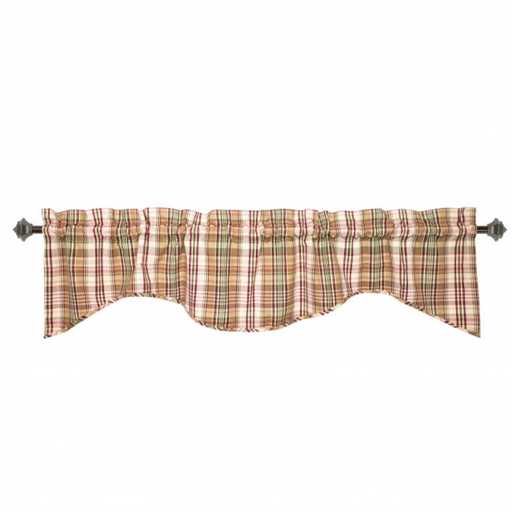 Scalloped Rosemary Check Pattern Rod Window Topper