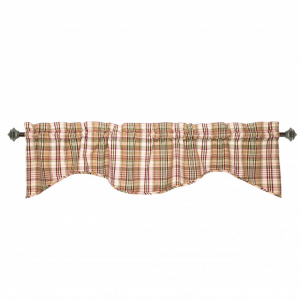 Scalloped Rosemary Check Pattern Rod Window Topper