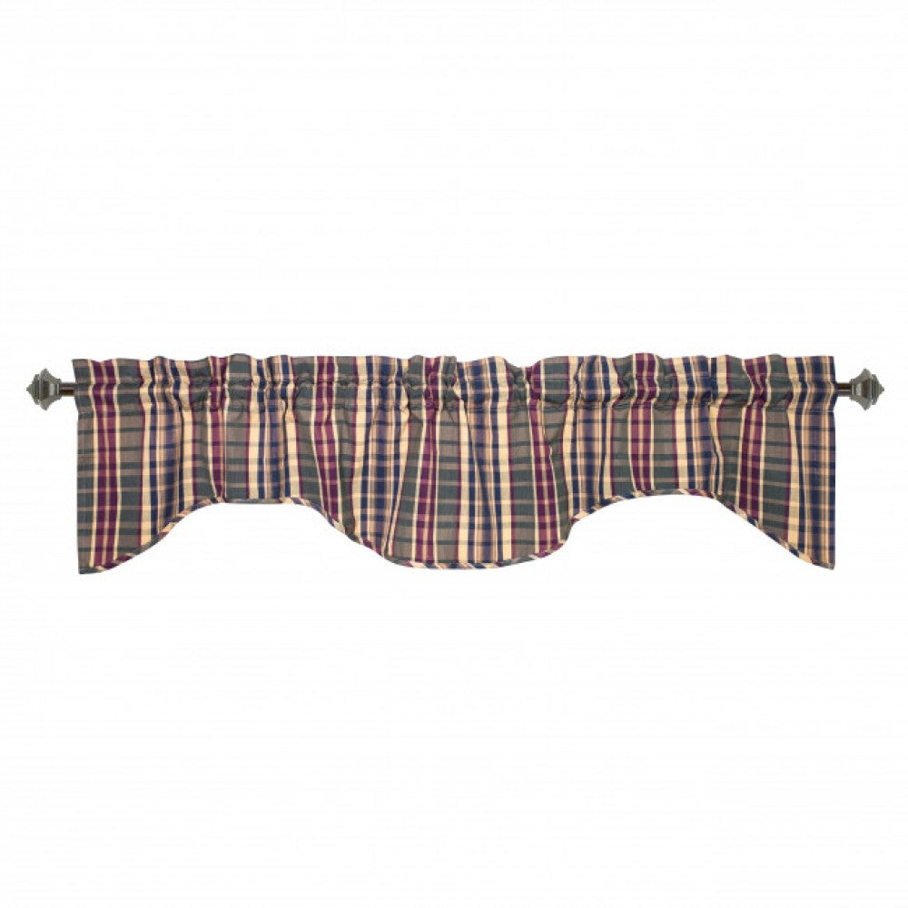 Scalloped Army Check Pattern Rod Window Topper