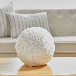 Ivory Boucle Ball Shape With Microgel Feather-Like Insert Pillow