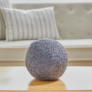 12 Inch Gray Boucle Ball Shape With Microgel Feather-Like Insert Pillow