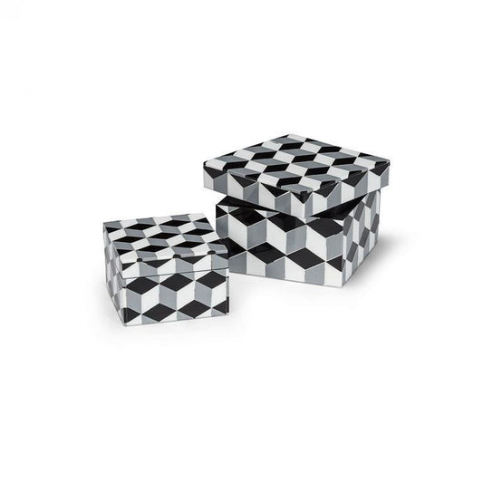 Set Of 2 Square With Graphic Pattern Boxes