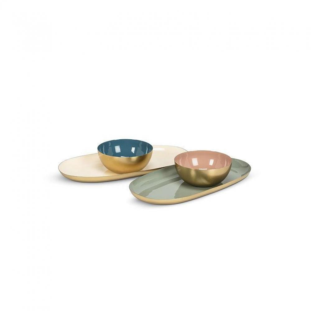 Set Of 2 Assorted Colored Oval Enamel Tray