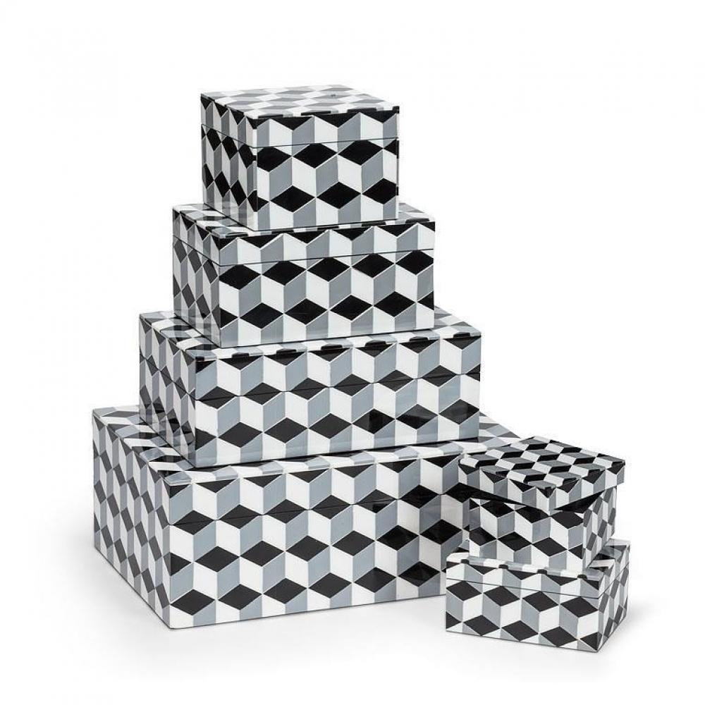 Set Of 2 Square With Graphic Pattern Boxes