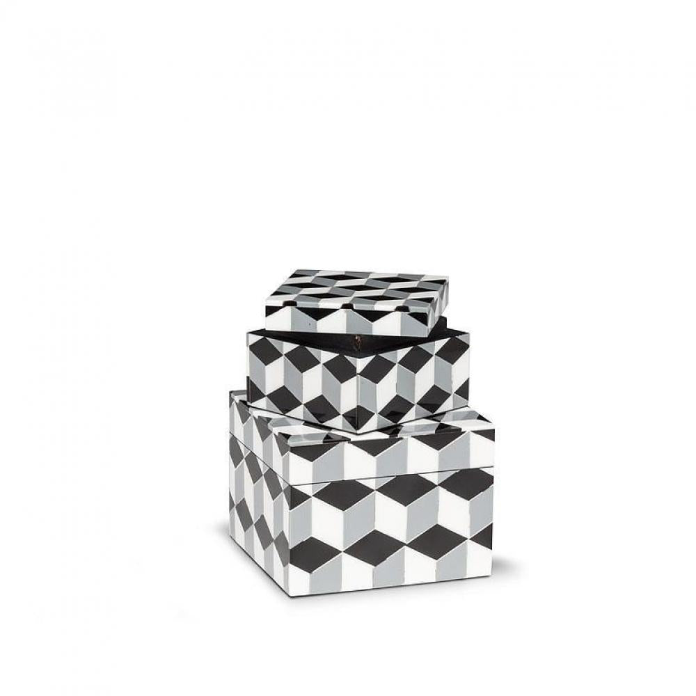 Set Of 2 Square With Graphic Pattern Boxes