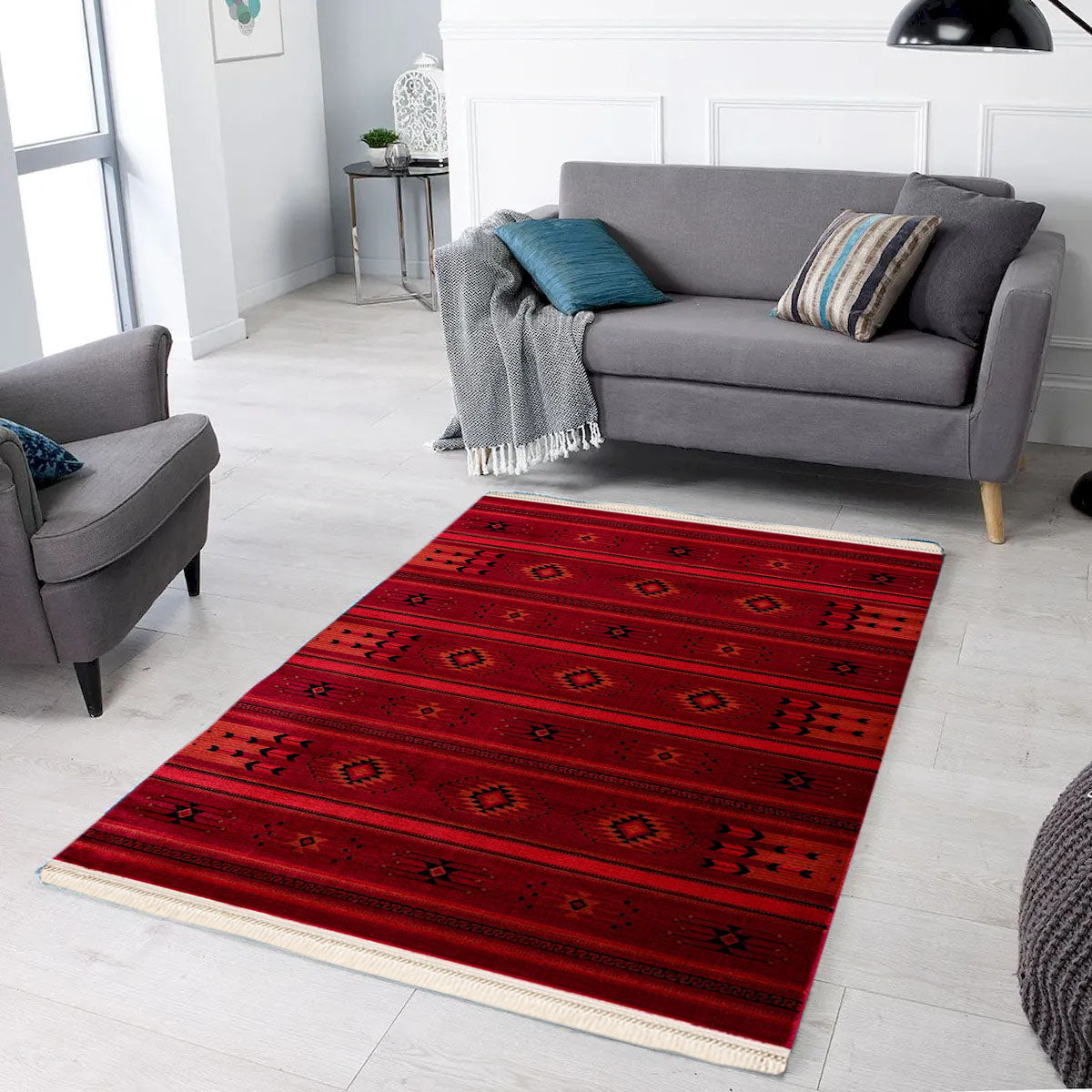 Afghan Red And Black Baluchi Rug