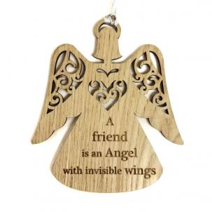 Angelic Blessing Angel With Text- A Friend Is An Angel With Invisble Wings Ornaments