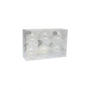 Set Of 6 Clear Ball Ornaments