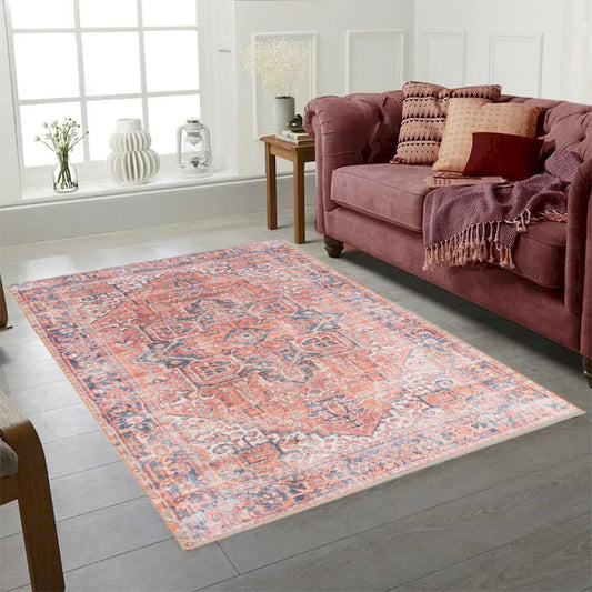 Aura Red And Blue Multi Patterned Area Rug