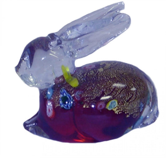 Multi Color Laying Down Bunny Glass Figurine